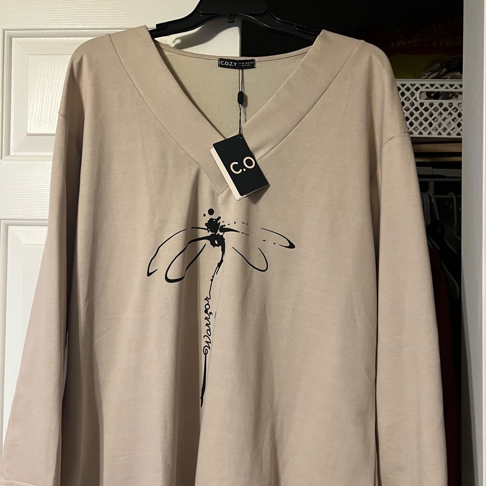 C.O.Z.Y Women’s Dragonfly Long Sleeve Shirt Size 3X